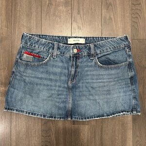 Hollister Denim Mini Skirt with Embroidery